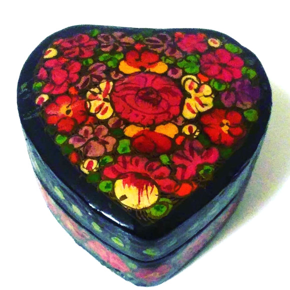 Unknown Other - Wooden Heart Shaped Box for Trinkets and Jewelry